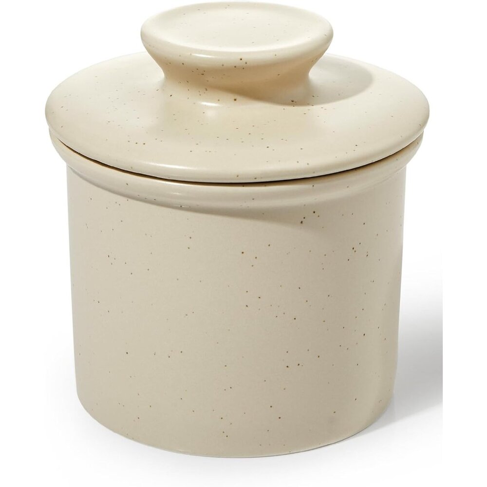 French Butter Dish - Butter Crock for Counter with Water Line for Fresh Spreadab